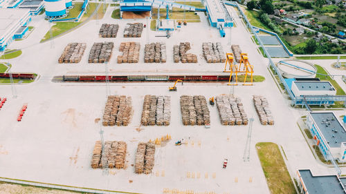 High angle view of construction site