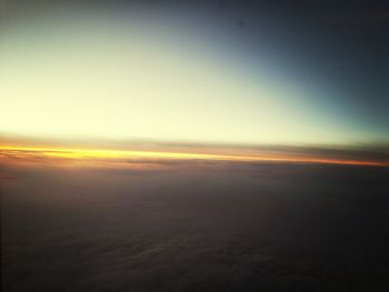 Aerial view of landscape at sunset