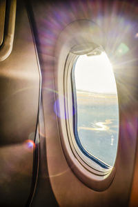 View of through airplane window