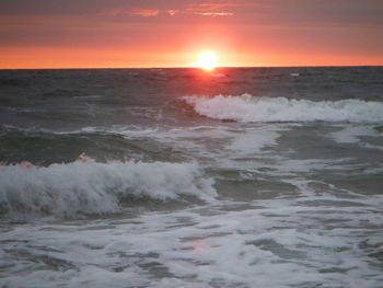 Scenic view of sea during sunset