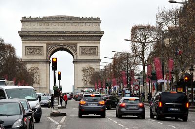 Traffic on road in city