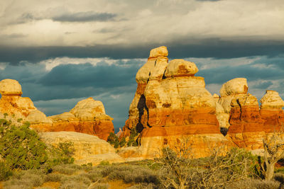 Late golden light on the red rocks of the maze in canyonlands utah