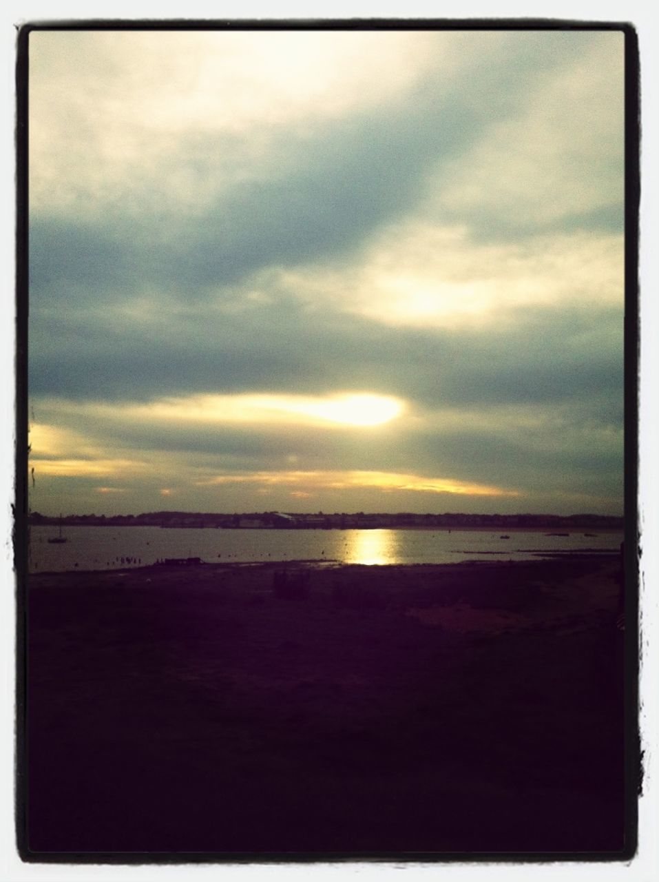 transfer print, sky, tranquil scene, scenics, water, tranquility, sunset, beauty in nature, auto post production filter, sea, cloud - sky, nature, beach, horizon over water, idyllic, sun, shore, cloudy, cloud, reflection