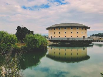 Reflection of building in lake