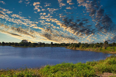 Scenic view of lake against sky