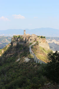 View of fort on mountain against sky