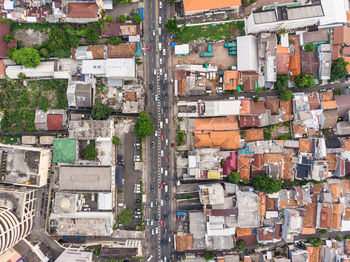 High angle view of buildings in city