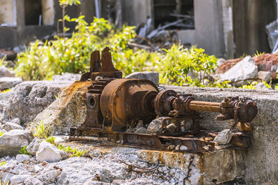 Close-up of rusty pipes