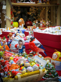 Toys for sale at market stall