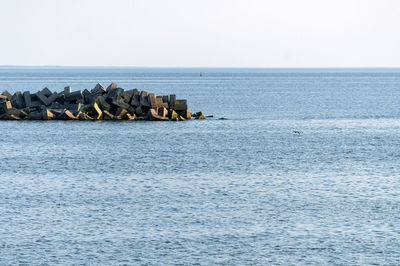 Scenic view of sea against clear sky