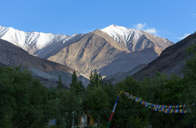 Panoramic view of snowcapped mountains against sky