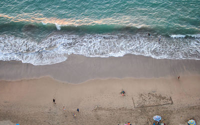 High angle view of people on beach