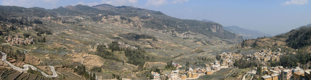 Panoramic view of rice terraces at yuanyang county