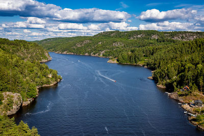Scenic view of river amidst landscape against sky