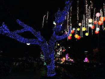 Illuminated christmas tree at night