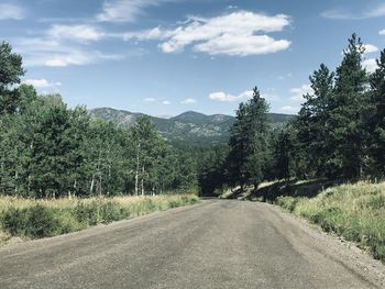 Road amidst trees against sky