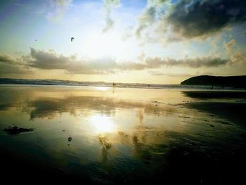 Scenic view of sea during sunset