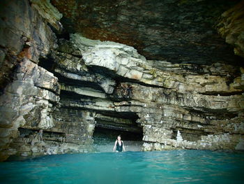 Man swimming in sea