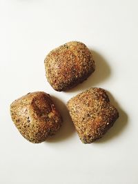 Close-up of cookies against white background