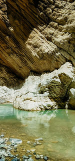 Rock formation in lake
