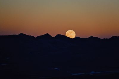 Scenic view of silhouette mountain against sky during sunset