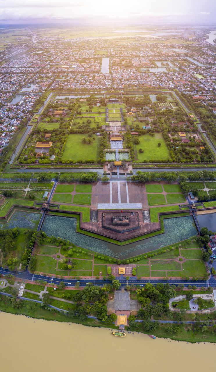 HIGH ANGLE VIEW OF BUILDINGS