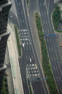 High angle view of highway amidst street in city