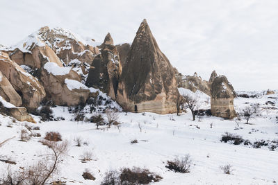 Scenic view of snow covered mountains against sky