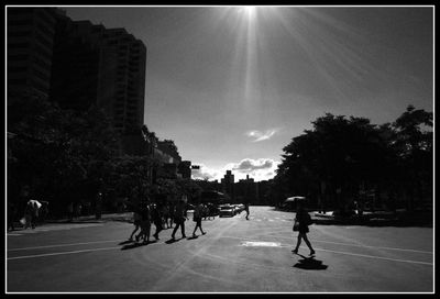 Woman walking on city street