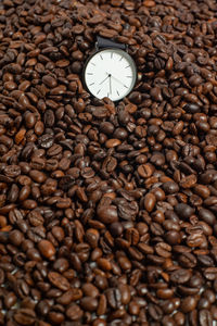 High angle view of coffee beans