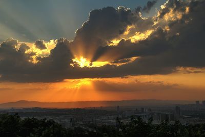 Scenic view of landscape against sky during sunset