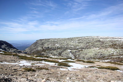 Scenic view of mountains against sky during winter