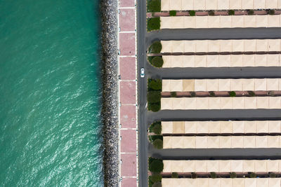 High angle view of beach by sea