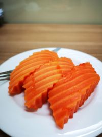 Close-up of seafood in plate on table