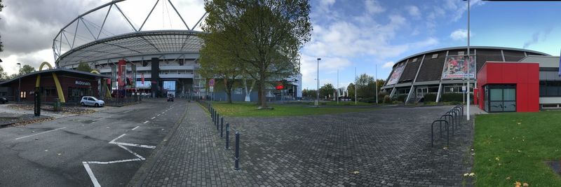 View of city street against sky