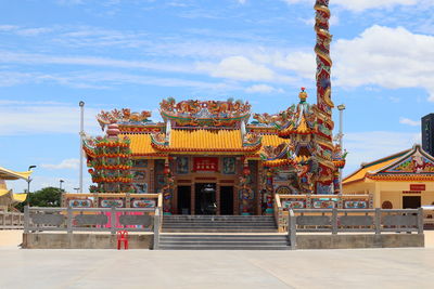 Exterior of temple building against sky