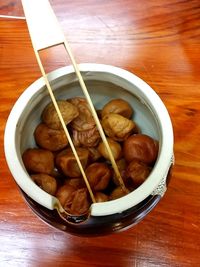 Close-up of food in bowl on table