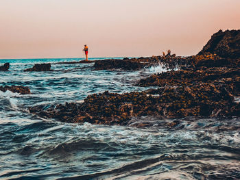 Scenic view of sea against clear sky