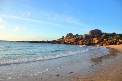 Scenic view of beach against sky