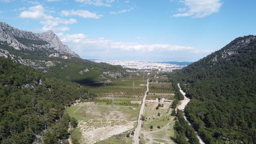 High angle view of landscape against sky