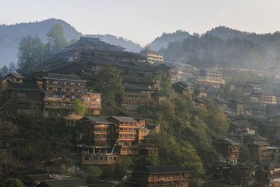 High angle view of buildings in city