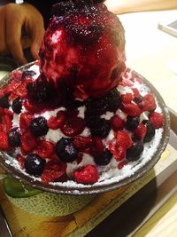 Close-up of strawberry served in plate