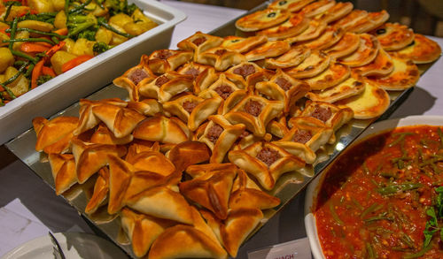 High angle view of food on table