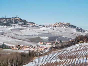 High angle view of townscape against sky