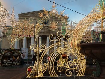 Illuminated decorations in front of bolshoi ballet theater