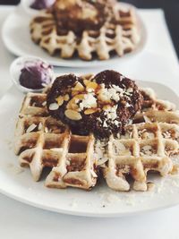 Close-up of dessert in plate on table