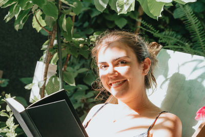 Young woman using laptop