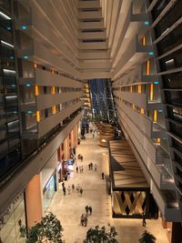 High angle view of illuminated shopping mall