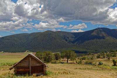 Scenic view of landscape against cloudy sky