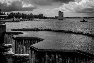View of jetty in harbor